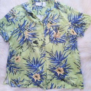 Womens Tropical Hawaiian Shirt Lime Blue
